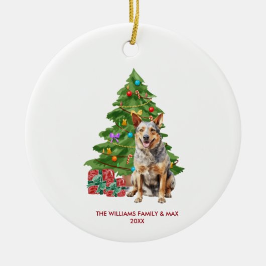 Blue Heeler hond gepersonaliseerde kerst Keramisch Ornament (Voorkant)