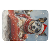 Blue Heeler Hond in Sledge Laat het Sneeuw Kerstmi Badmat (Voorkant)