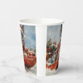 Blue Heeler Hond in Sledge Laat het Sneeuw Kerstmi Papieren Bekers (Links)