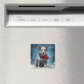 Blue Heeler-hond in sneeuw Kerstmis Magneet (Insitu (Vaatwasser))