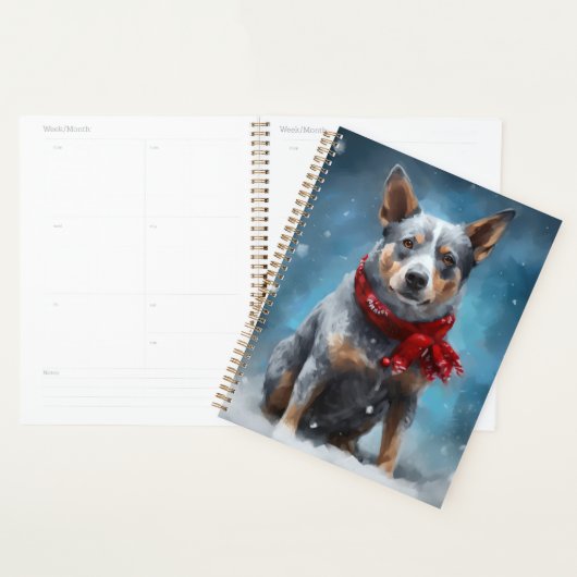 Blue Heeler Hond in Sneeuw Kerstmis Planner (Display)