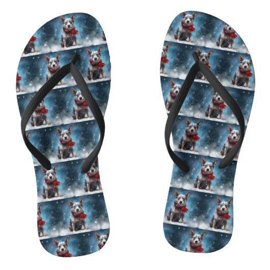 Blue Heeler-hond in Sneeuw Kerstmis Teenslippers (Voetbed)