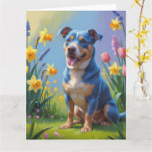 Blue Heeler-hond lente bloemen schilderij  Kaart (Gele Bloem)