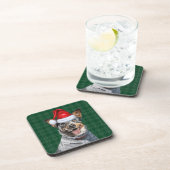 Blue Heeler Hond met Groene Vakantie Geplaagd Kers Bier Onderzetter (Rechterzijde)