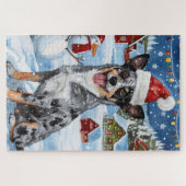 Blue Heeler Hond Winter Wonderland Kerstvreugde Legpuzzel (Horizontaal)