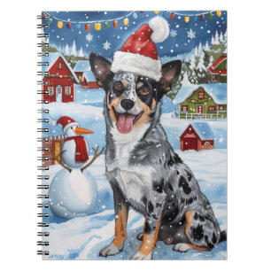 Blue Heeler Hond Winter Wonderland Kerstvreugde Notitieboek