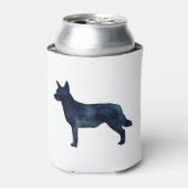 Blue Heeler Hondenras Silhouette Black Waterverf Blikjeskoeler (Blikje Voorkant)