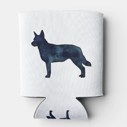 Blue Heeler Hondenras Silhouette Black Waterverf Blikjeskoeler (Achterkant)