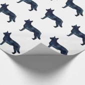 Blue Heeler Hondenras Silhouette Black Waterverf Cadeaupapier (Hoek)