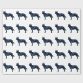 Blue Heeler Hondenras Silhouette Black Waterverf Cadeaupapier (Vlak)
