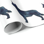 Blue Heeler Hondenras Silhouette Black Waterverf Cadeaupapier (Rol Hoek)