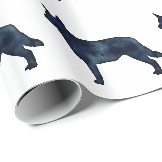 Blue Heeler Hondenras Silhouette Black Waterverf Cadeaupapier (Rol Hoek)