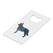 Blue Heeler Hondenras Silhouette Black Waterverf Creditkaart Flessenopener (Achterkant Gekanteld)