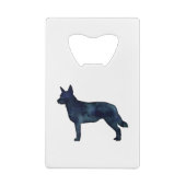 Blue Heeler Hondenras Silhouette Black Waterverf Creditkaart Flessenopener (Achterkant)