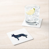 Blue Heeler Hondenras Silhouette Black Waterverf Kartonnen Onderzetters (Insitu)
