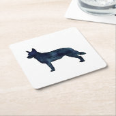 Blue Heeler Hondenras Silhouette Black Waterverf Kartonnen Onderzetters (Schuin)