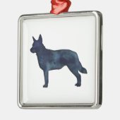 Blue Heeler Hondenras Silhouette Black Waterverf Metalen Ornament (Links)