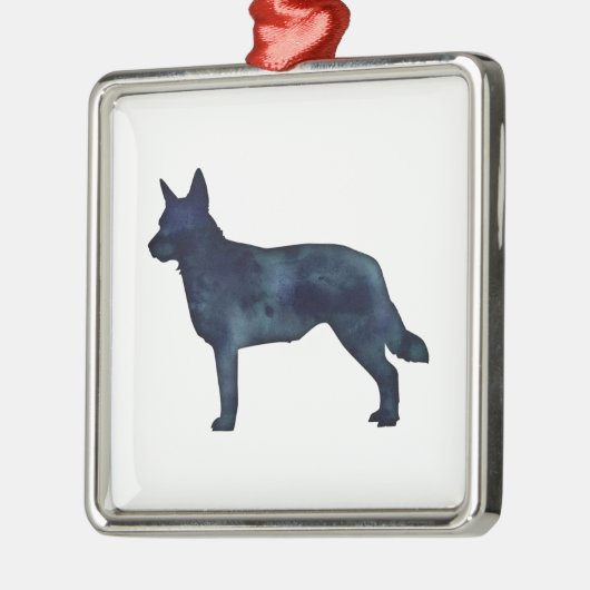 Blue Heeler Hondenras Silhouette Black Waterverf Metalen Ornament (Links)