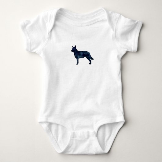 Blue Heeler Hondenras Silhouette Black Waterverf Romper (Voorkant)