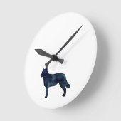 Blue Heeler Hondenras Silhouette Black Waterverf Ronde Klok (Hoek)