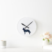 Blue Heeler Hondenras Silhouette Black Waterverf Ronde Klok (Huis)