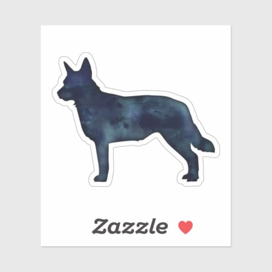Blue Heeler Hondenras Silhouette Black Waterverf Sticker (Vel)