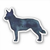 Blue Heeler Hondenras Silhouette Black Waterverf Sticker (Voorkant)