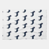 Blue Heeler Hondenras Silhouette Black Waterverf Theedoek (Horizontaal)