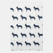 Blue Heeler Hondenras Silhouette Black Waterverf Theedoek (Verticaal)