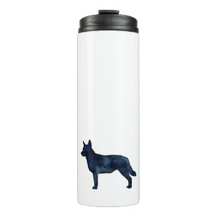 Blue Heeler Hondenras Silhouette Black Waterverf Thermosbeker