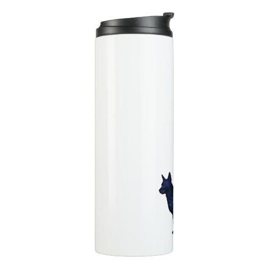 Blue Heeler Hondenras Silhouette Black Waterverf Thermosbeker (Gedraaid links)