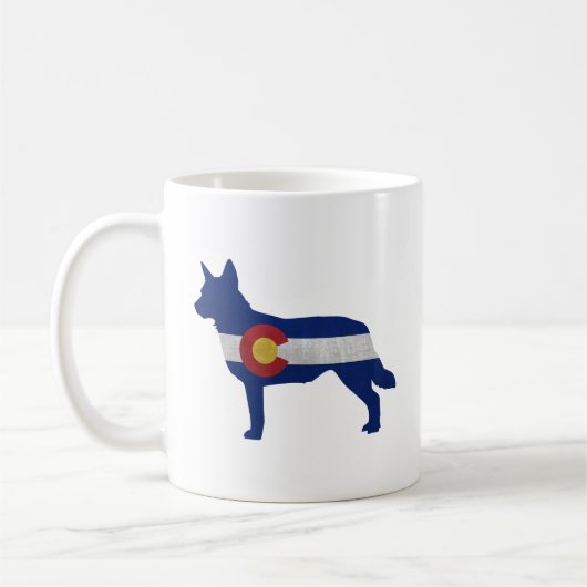 Blue Heeler Hondenras Silhouette Colorado Vlag Koffiemok (Links)