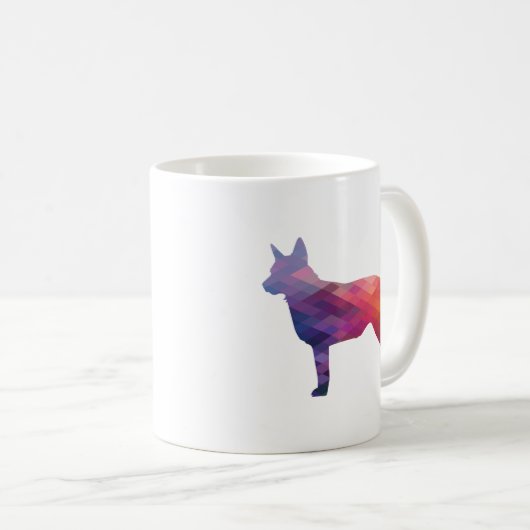 Blue Heeler Hondenras Silhouette Geo Paars Koffiemok (Voorkant rechts)