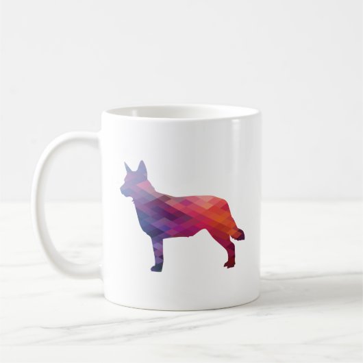Blue Heeler Hondenras Silhouette Geo Paars Koffiemok (Links)