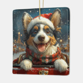 Blue Heeler Hondenroller Onderzetter Kerst Keramisch Ornament (Links)