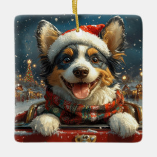Blue Heeler Hondenroller Onderzetter Kerst Keramisch Ornament