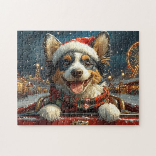 Blue Heeler Hondenroller Onderzetter Kerst Legpuzzel (Horizontaal)