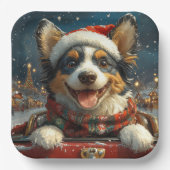 Blue Heeler Hondenroller Onderzetter Kerst Papieren Bordje (Voorkant)