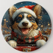 Blue Heeler Hondenroller Onderzetter Kerst Ronde Button 6,0 Cm (Voorkant)