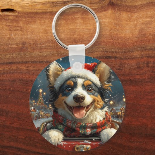 Blue Heeler Hondenroller Onderzetter Kerst Sleutelhanger (Achterkant)