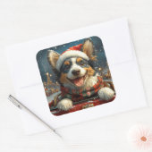 Blue Heeler Hondenroller Onderzetter Kerst Vierkante Sticker (Envelop)