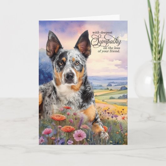 Blue Heeler Hondenveld van Wildflowers Pet Sympath Kaart (Voorkant)