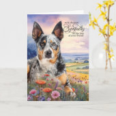 Blue Heeler Hondenveld van Wildflowers Pet Sympath Kaart (Gele Bloem)