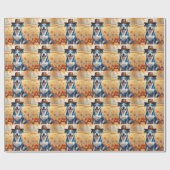 Blue Heeler in Autumn verlaat Thanksgiving Cadeaupapier (Vlak)