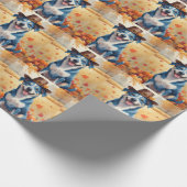 Blue Heeler in Autumn verlaat Thanksgiving Cadeaupapier (Hoek)