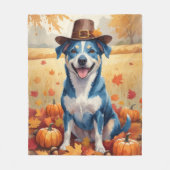 Blue Heeler in Autumn verlaat Thanksgiving Fleece Deken (Voorkant)