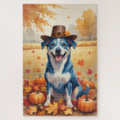 Blue Heeler in Autumn verlaat Thanksgiving Legpuzzel (Verticaal)