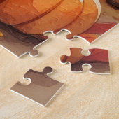 Blue Heeler in Herfstbladeren Thanksgiving Kunst Legpuzzel (Zijkant)