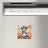 Blue Heeler in Herfstbladeren Thanksgiving Kunst Magneet (Insitu (Vaatwasser))