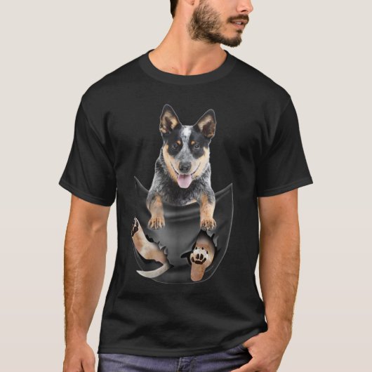Blue Heeler In Pocket Puppy T   T-shirt (Voorkant)
